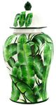 A & B Home Urn Green Lovise Palm Lidded Jar-0