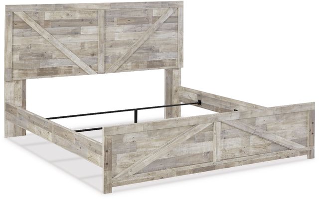 Benchcraft® Hodanna Whitewash King Crossbuck Panel Bed-1