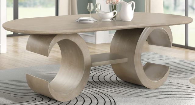 New Classic® Home Furnishings Gwendolyn Cerused Taupe Oval Dining Table-2