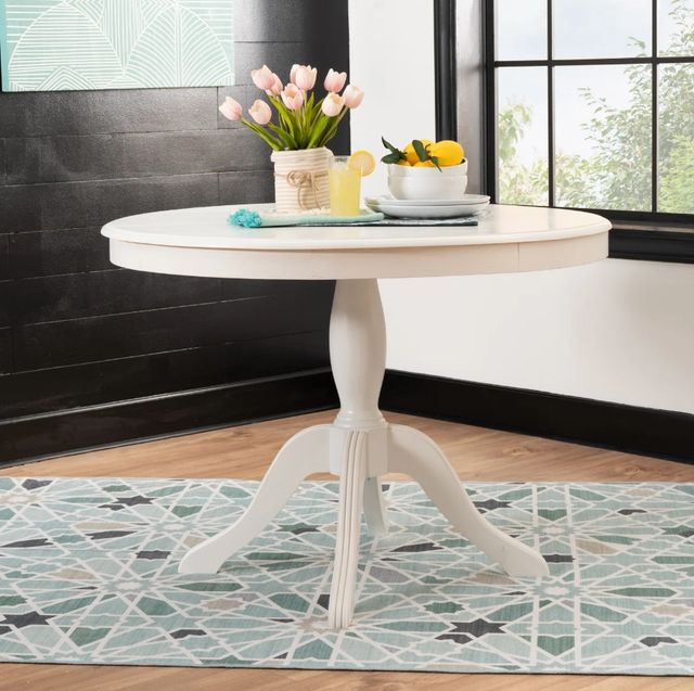Linon Norah White Pedestal Dining Table-1