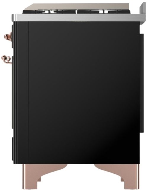 Ilve® Majestic III 48" Glossy Black Pro Style Dual Fuel Natural Gas Range with Solid Door and Copper Trim-3