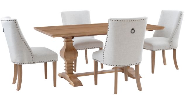 Powell® Banks 5-Piece Beige/Rustic Honey Dining Set-0
