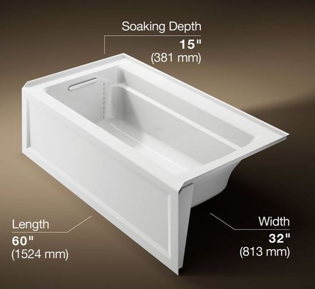 KOHLER® Archer® White 60" x 32" Alcove Bath with Bask® Heated Surface - Left Drain-2
