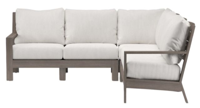 Sunset West Laguna 3-Piece Driftwood Aluminum Outdoor Sectional with Canvas Flax Cushion-1