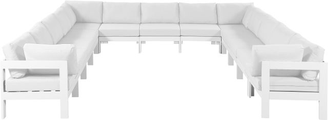 Meridian Furniture Nizuc 13-Piece White Outdoor Patio Modular Sectional Set-0
