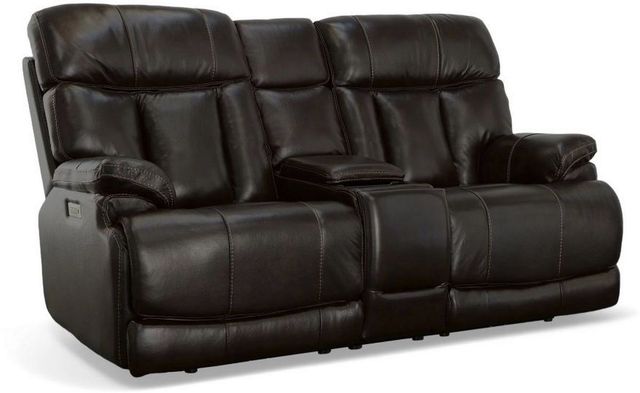 Flexsteel® Clive Brown Power Reclining Loveseat with Console and Power Headrests and Lumbar-0