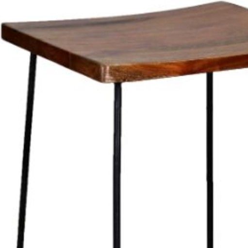 Jaipur Furniture Ravi Range Brown Wooden Top Iron Stand Bar Stool-1