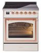 Ilve® Nostalgie II Noblesse 30'' Antique White Pro Style Induction Range with Copper Trim-0