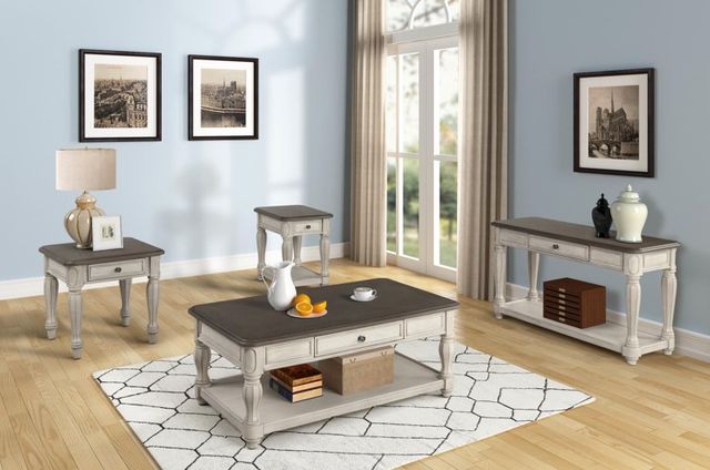 Bernards Linden Brown Sofa Table with White Base-1