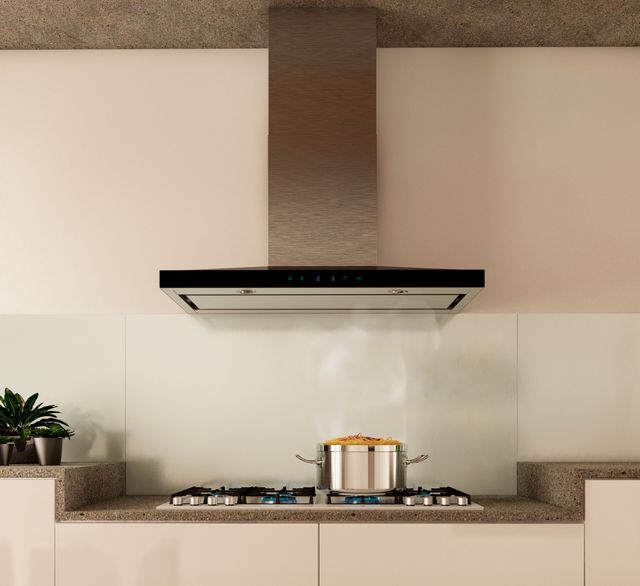 Elica Techne Series Lugano 36" Stainless Steel Wall Mounted Range Hood with Black Glass Trim-1