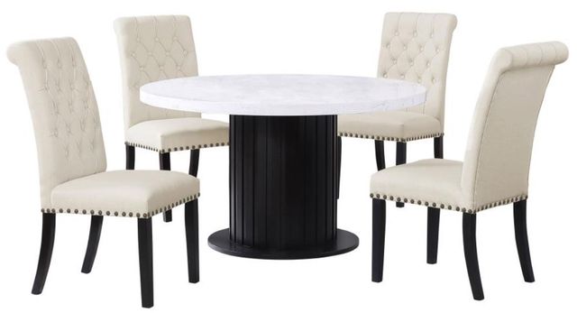 Coaster® Sherry 5-Piece Beige Round Marble Top Dining Table Set-0