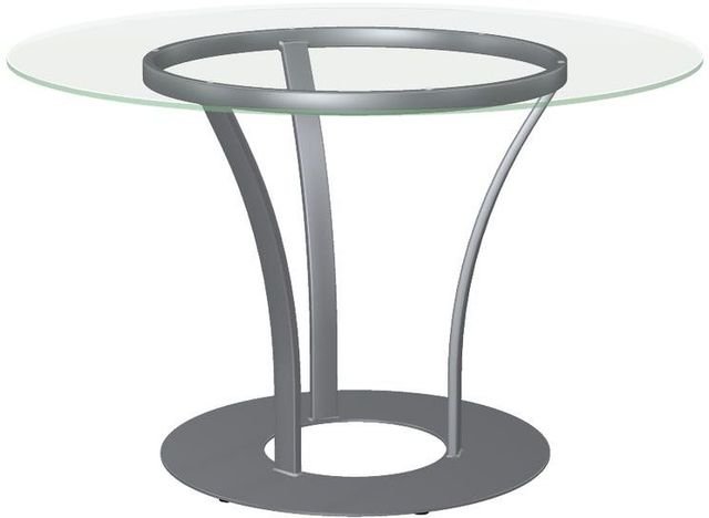 Amisco Customizable Dalia XL Clear Glass Round Table with Metal Turnip Base-0
