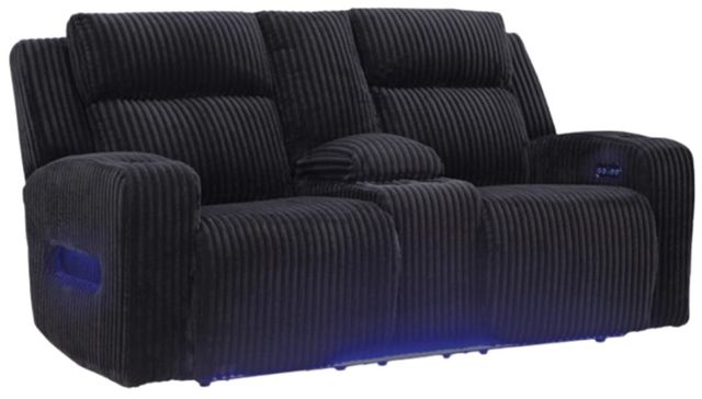 Signature Design by Ashley® TwinBrooke Black Power Reclining Loveseat with Console and Adjustable Headrest-0