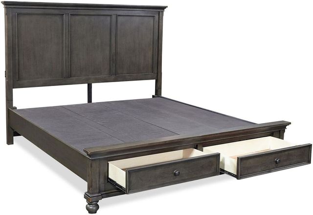 aspenhome® Oxford Peppercorn King Panel Storage Bed-1