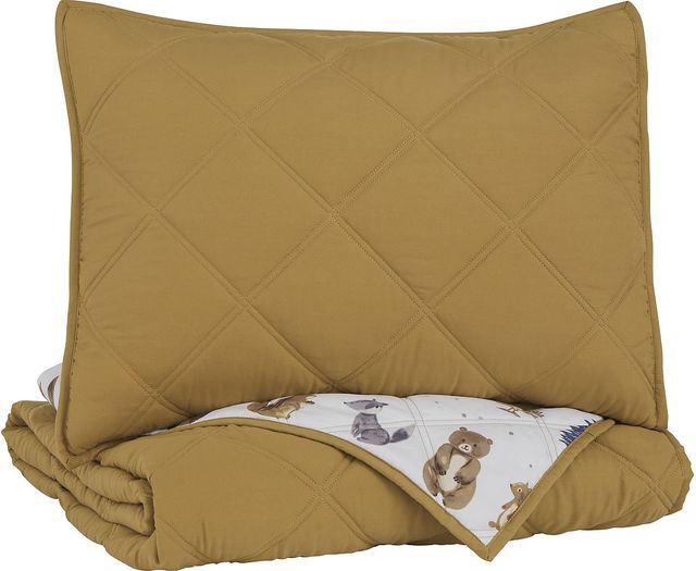 Signature Design by Ashley® Cooperlen Golden Brown Twin Quilt Set-0