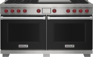 Wolf 60" Black Freestanding Dual Fuel Range