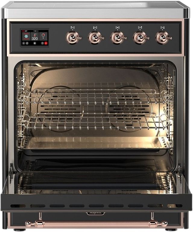 Ilve® Majestic III 30" Graphite Matte Pro Style Induction Range with Triple Glass Door and Copper Trim-1