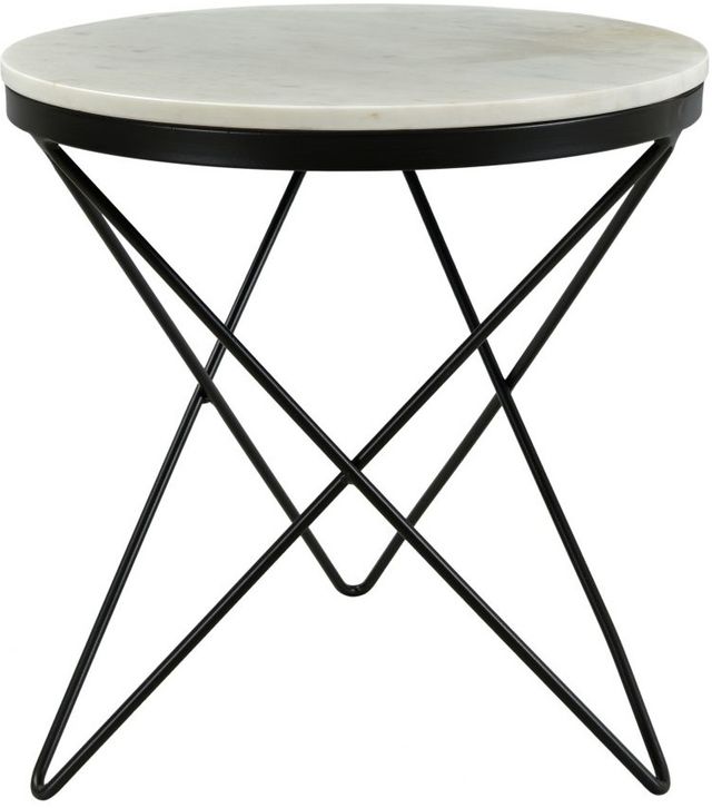 Moe's Home Collection Haley White Marble Round Side Table with Black Iron Base-0