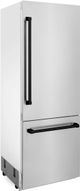 ZLINE Autograph Edition 30" 16.1 Cu. Ft. Stainless Steel Bottom Freezer Refrigerator with Water Dispenser and Ice Maker in Matte Black Accents-2