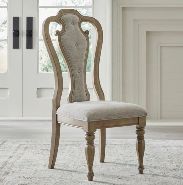 Liberty Furniture Magnolia Manor Ivory/Weathered Bisque Splat Back Upholstered Side Chair-1