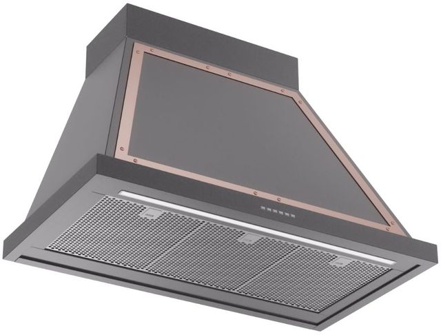 Ilve® Nostalgie II Noblesse 36" Graphite Matte Wall Mounted Range Hood with Copper Trim-1