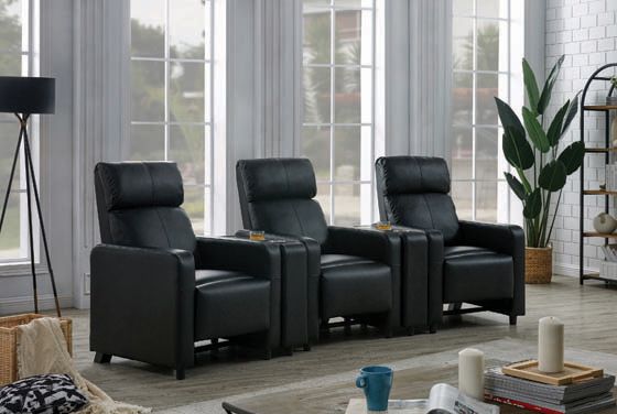 Coaster® Toohey 3-Piece Black Manual Reclining Theater Seating Set-1