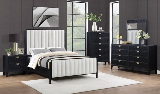 Coaster® Brookmead 5-Piece Black/Off-White California King Panel Bedroom Set-0