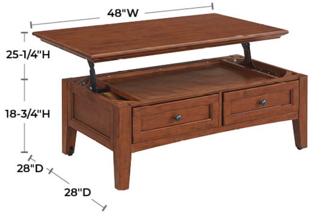 Whittier Wood® Furniture McKenzie Glazed Antique Cherry Lift Top Coffee Table-3