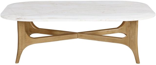 Bernards Tapestry Beige Cocktail Table with White Marble Top-2