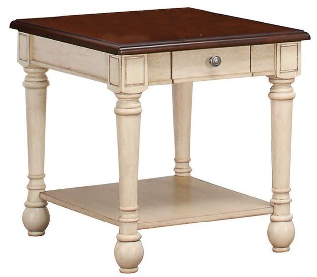 Coaster® Layla Dark Cherry Rectangular End Table with Antique White Base-0
