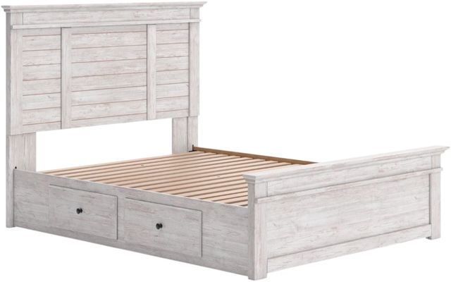 Signature Design by Ashley® Fenderport Whitewash Queen 4-Drawer Panel Bed-3