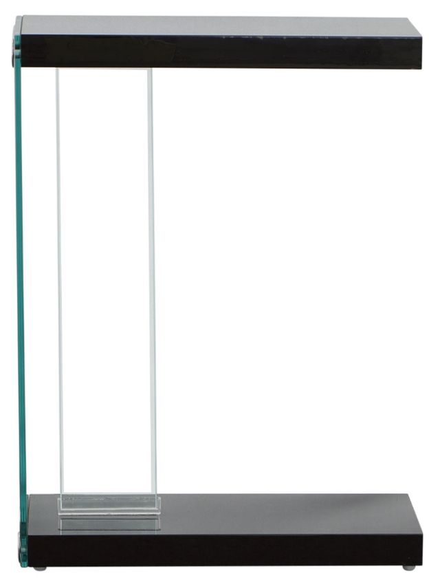 Steve Silver Co. Elaina Glossy Black Chair Side End Table with Glass Frame-3