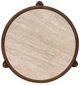 LH Home Remix Round Brown Wooden Side Table with Travertine Top-4