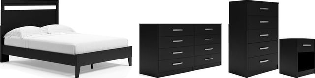 Signature Design by Ashley® Finch 4-Piece Black/Brown Queen Panel Platform Bed Set-0