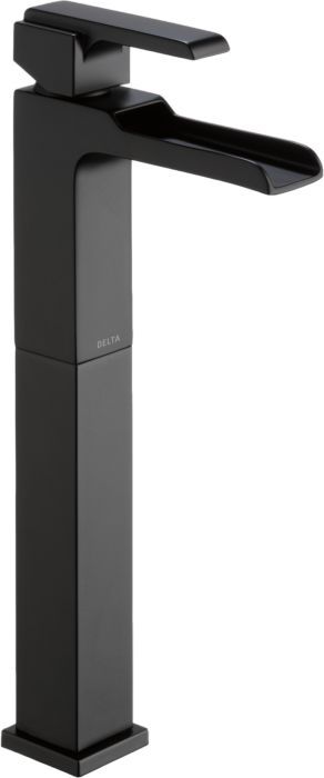 Delta Ara® Matte Black Single Handle Vessel Channel Bathroom Faucet-0