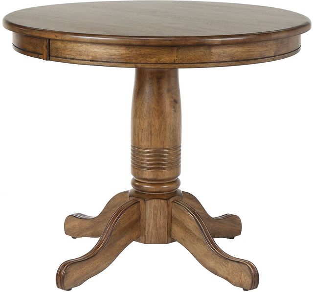 Winners Only® Carmel Rustic Brown 36" Solid Wood Round Pedestal Dining Table-0
