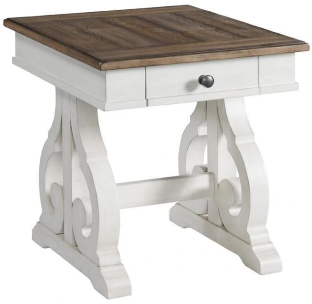 Intercon Drake French Oak 24" End Table with Rustic Gray Base-0