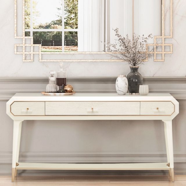 Michael Amini® La Rachelle Medium Champagne Console Table-1