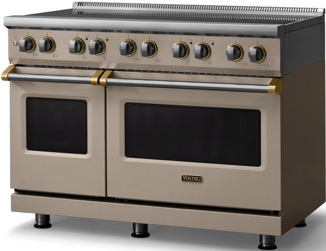 Viking® 5 Series 48" Nantucket Pro Style Induction Range with Brushed Brass Trim-2