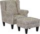 Dynasty Furniture 2-Piece Beige/Brown/Light Blue Chair and Ottoman Set-0