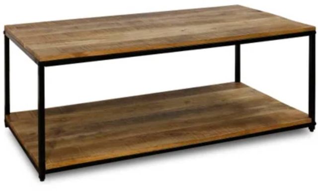 StyleCraft Chattercut Medium Natural Rectangle Coffee Table with Black Frame-0