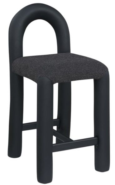 Meridian Furniture Amari Black Boucle/Vegan Leather Upholstered Counter Stool-0