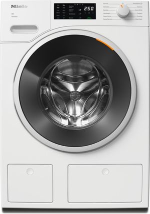 Front view of the Miele 24" Lotus White Front Load Washer