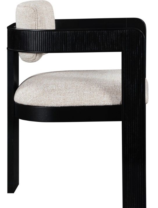 Meridian Furniture Sacha Beige/Black Linen Textured Upholstered Dining Chair-3