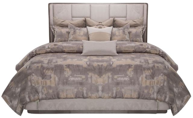 Michael Amini® Roxbury Park Gray/Slate California King Upholstered Multi-Panel Bed-3