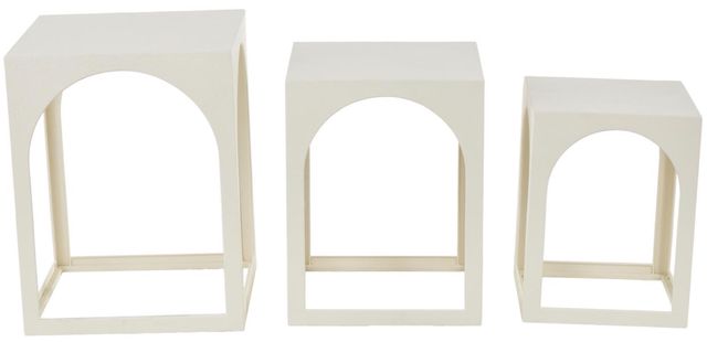 Deco Marche 3-Piece White Nested Side End Accent Table with Arched Cutouts-2