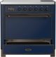 Ilve® Majestic III 36" Midnight Blue Pro Style Induction Range with Solid Door and Burnished Trim-2