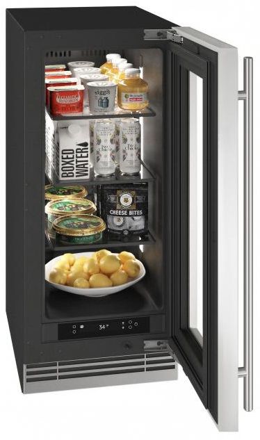 U-Line®  Home Collection 15" 2.8 Cu. Ft. Stainless Steel Refrigerator with Glass Door-2