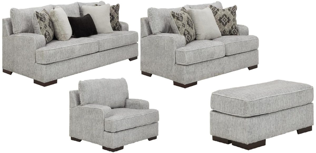 Benchcraft Mercado 4 Piece Pewter Living Room Seating Set Lamphere s Furniture Appliance