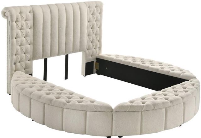 Coaster® Sonya Ivory Queen Upholstered Sleigh Storage Bed-0